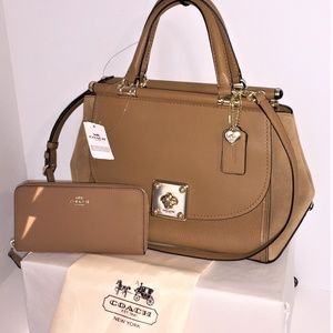 Coach Lt  Saddle Mixed Leather Drifter + Wallet